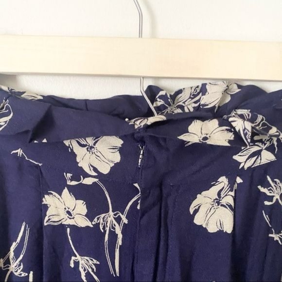 Urban Outfitters Navy/Off-White Floral Diane Paperbag Wide Leg Pants - Picture 4 of 10